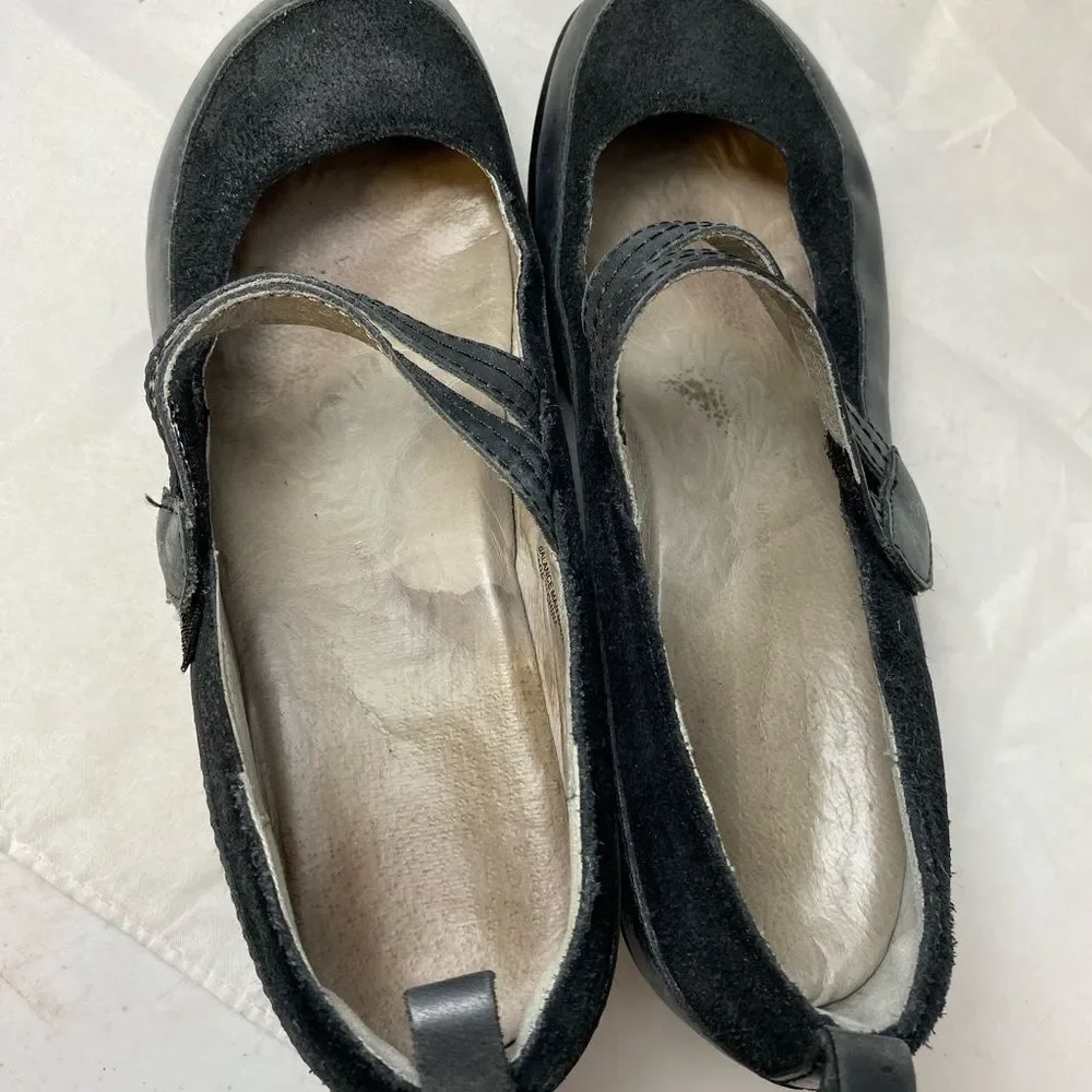 Jambu Women's Size 7.5M Leather Mary Jane Sport Wedge Shoes black